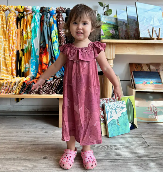 Keiki Aloha Dress in Rosewood Kalo