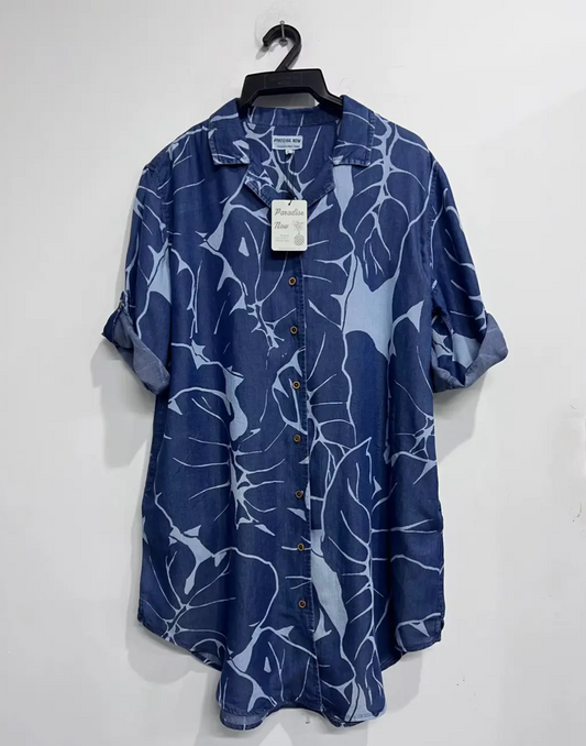 Women's Shirt Dress in Kalo Blues