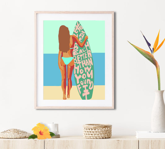 Clean The Beach Matted Print